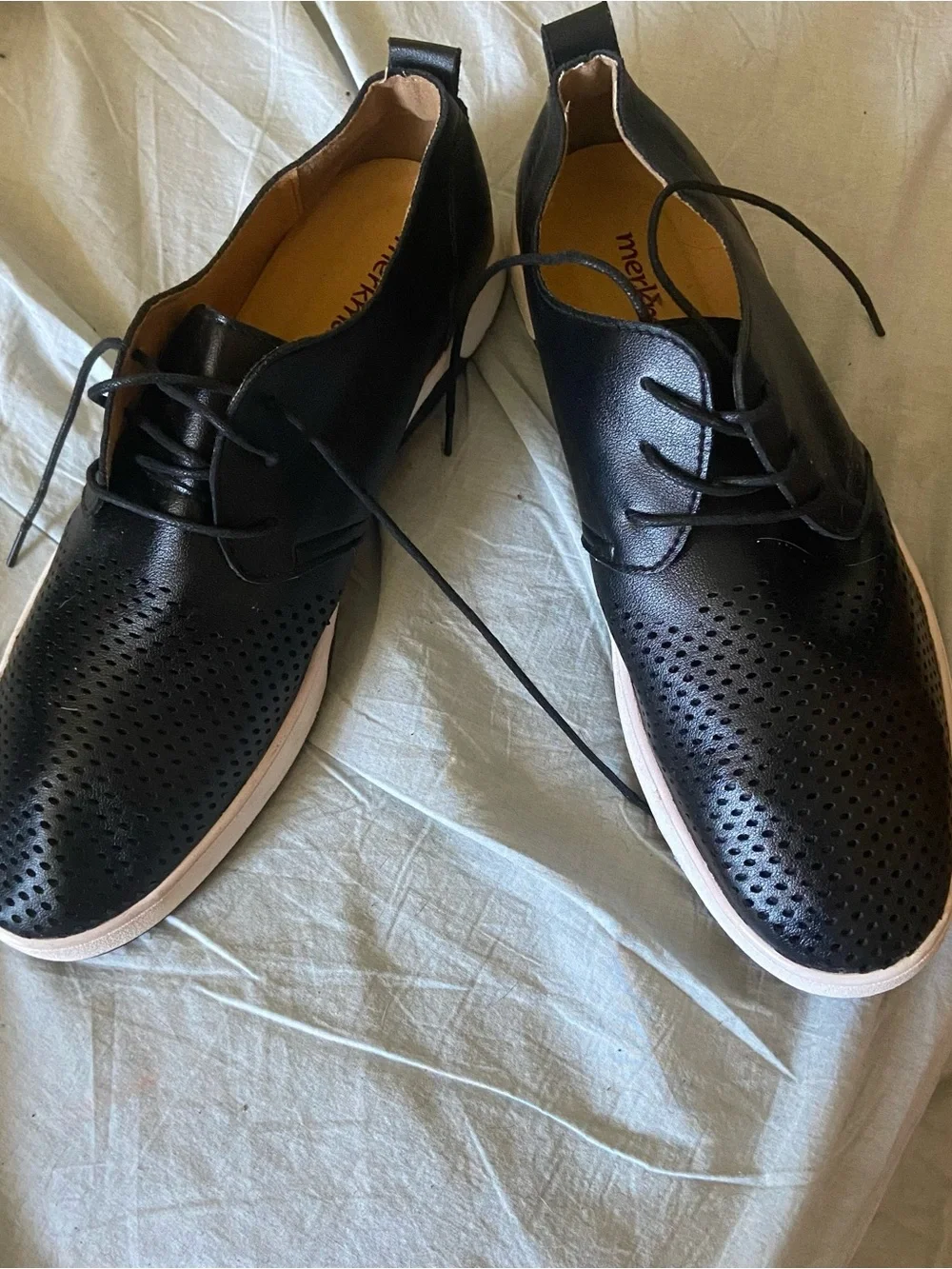 Men's Black Perforated Derby Sneakers with White Sole